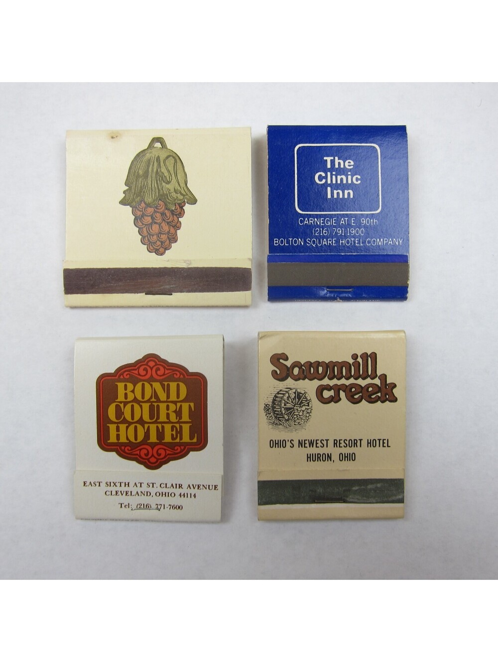 4 Matchbook Covers Cleveland Ohio Hotels Bolton Square Bond Court Sawmill Creek